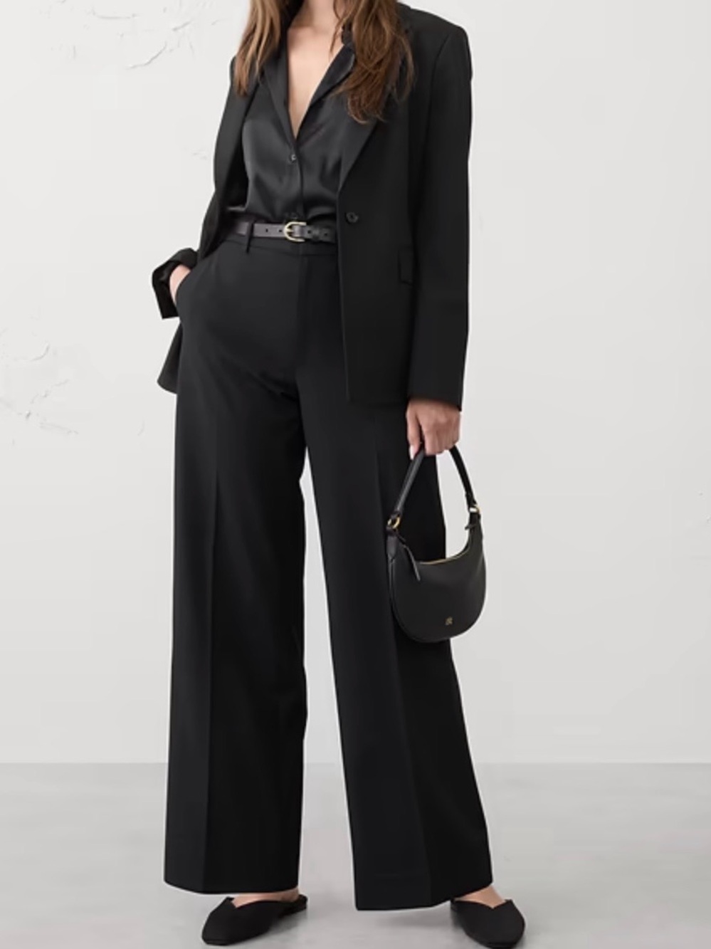 Banana Republic Black Wide-Leg Trousers